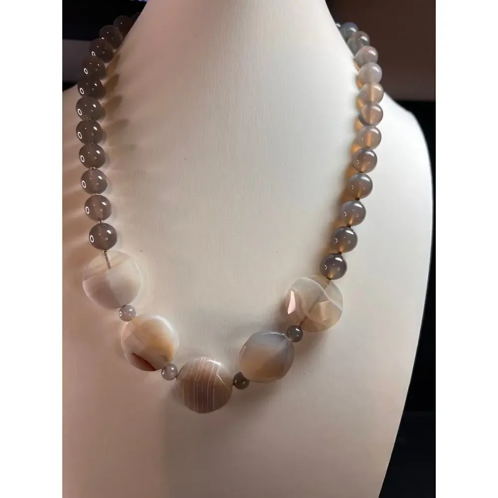 NEW Botswana agate necklace with sterling silver clasp